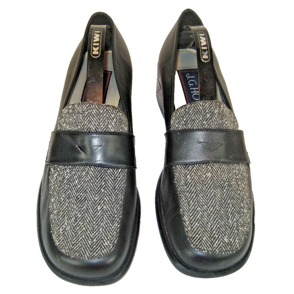 Womens J G Hook Black Leather/Fabric Pumps sz 8M